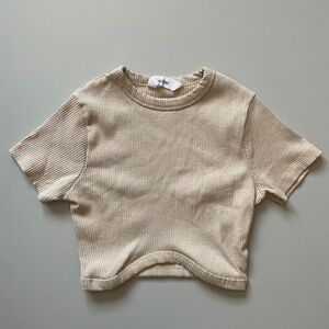 Glassons Beige Short Sleeve Crop Top in excellent condition